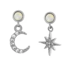 Cz Drop Earrings Gemnel Fashion Jewelry 14k Gold Raw Opal Cz Drop Moon And Star Earrings