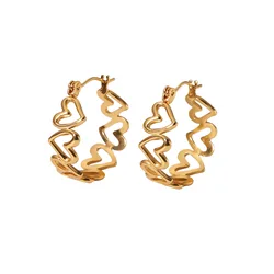 Minimalist 18k Pvd Gold Stainless Steel Flower Heart Huggie Hoop Earrings For Women Fashion Leaf Hoop Earrings Jewelry