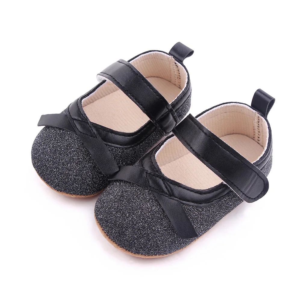 Baby Girls Solid Color Shiny PU Leather Bow Infants Fashion Princess Soft Soled Toddler Shoes factory