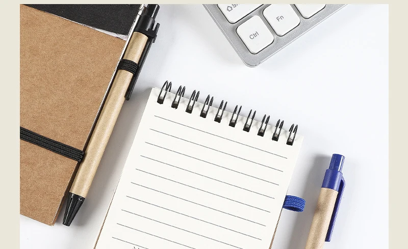 Environmentally friendly and recyclable kraft paper card cover bandage spiral binding notebook with pen Environmentally friendly and recyclable kraft paper card cover bandage spiral binding notebook with pen
