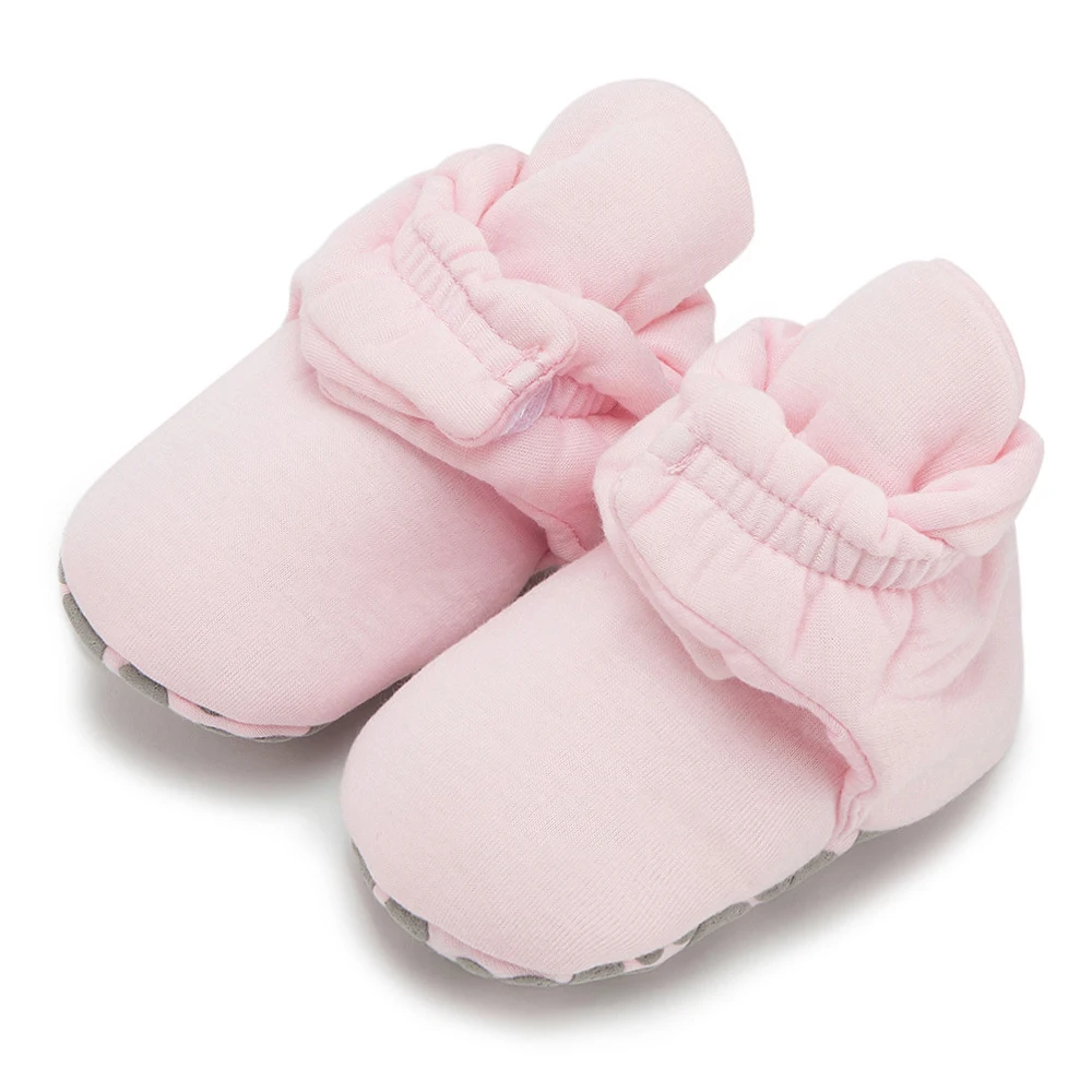 Baby Cribs Shoe Infant Girl Sock Shoes Warm Booties Solid Cotton Non-slip Soft-sole Toddler First Walkers Newborn