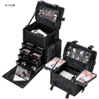 Professional Multifunctional 2 In 1 Travel Train Rolling Nylon Makeup Case