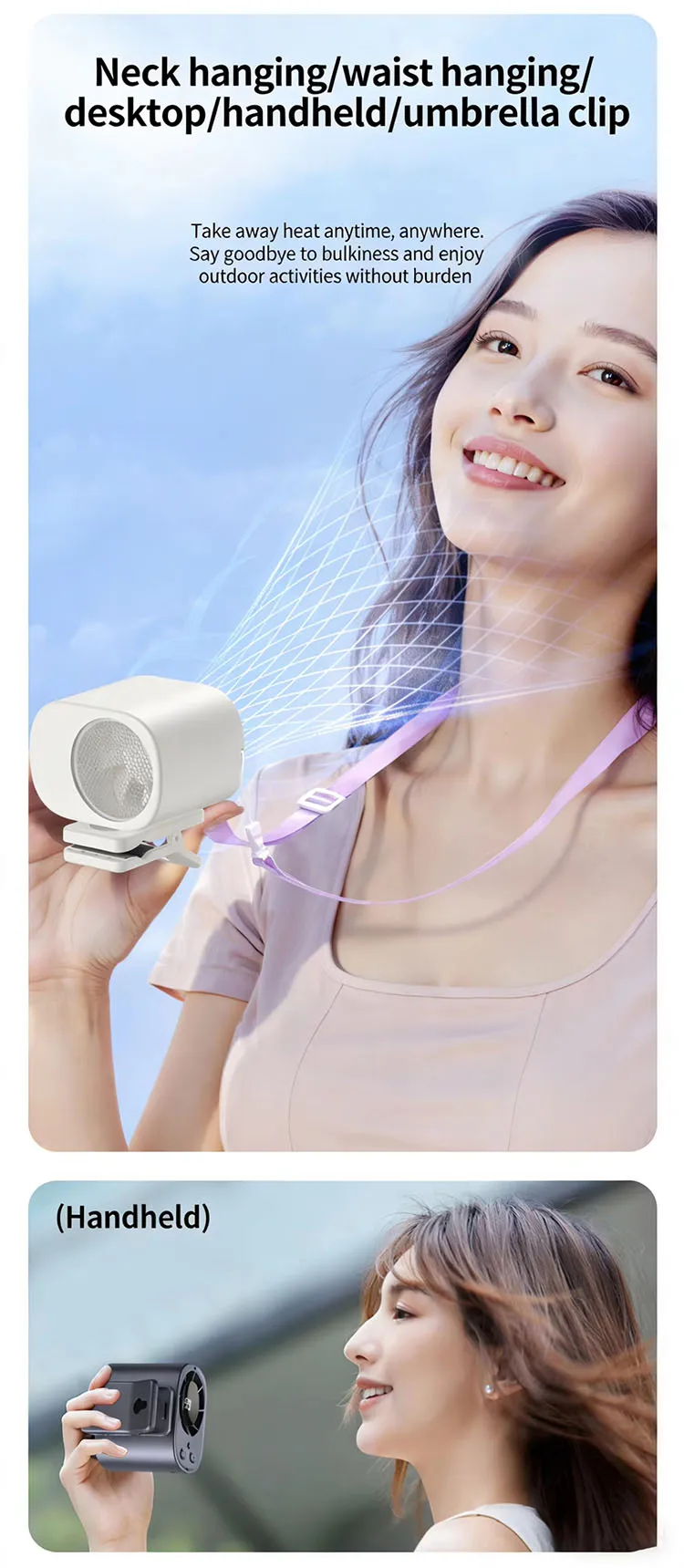 Usb Rechargeable Clip-on Fan, Portable, Battery, Plastic - detail 8