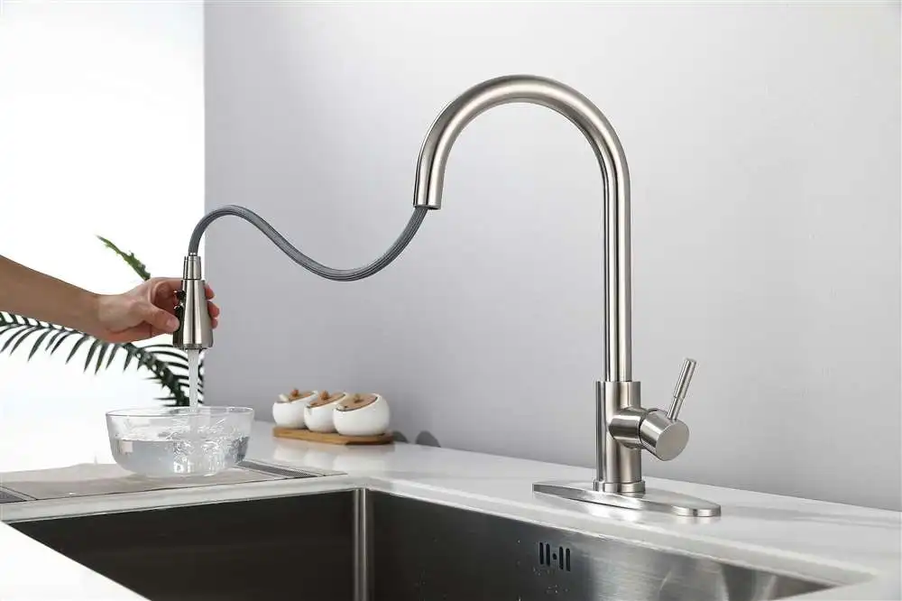 product brass  sus304 stainless steel hot and cold mixer tap   brushed gold  matte black kitchen faucet mixer tap524-59