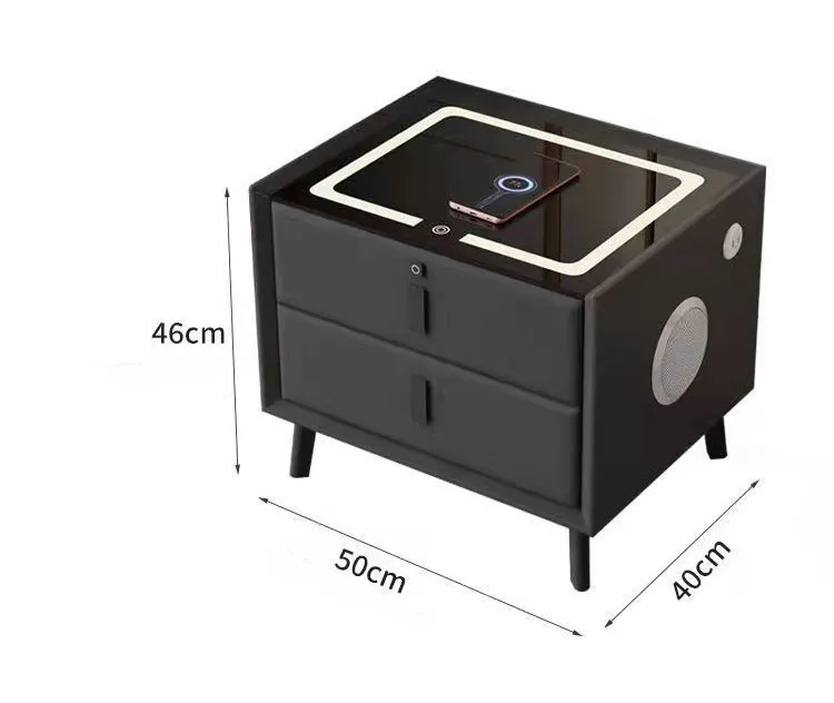 Smart Bedside Table High Quality Speaker and LED Light Design Nightstand bedside storage cabinet simple and modern