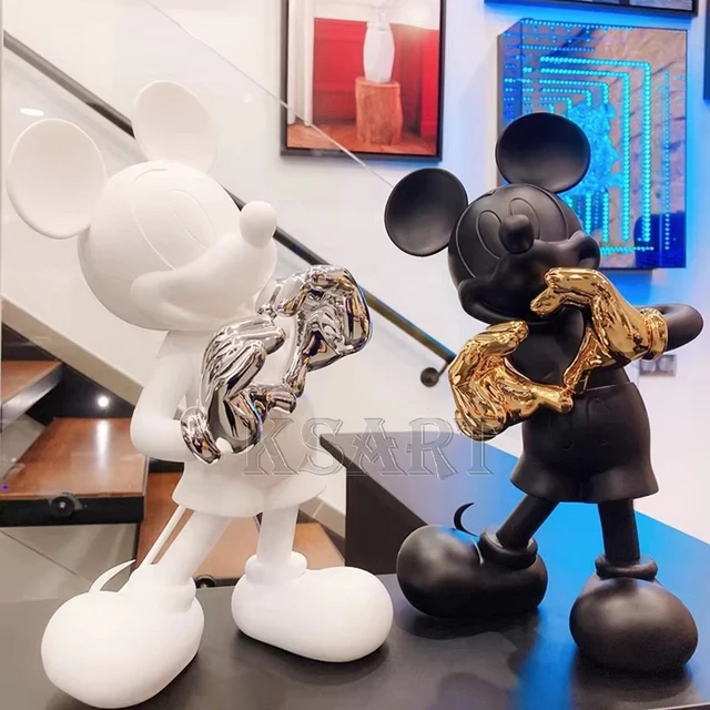 Life-size Fiberglass Mouse Sculpture Resin Crafts Mickey and Minnie Modern Cartoon Sculpture Transparent Resin Mickey  Animal