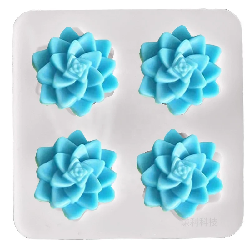 High Quality Silicone Succulent Cactus Plant Soap Mold 4 Cavities Cake Chocolate Candle Mould For Party Wedding Cake Decorating