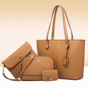Luxury Top Branded Colorful Lady Shoulder Crossbody Hand Bag Women's 3 Piece PU Leather Purses Handbags