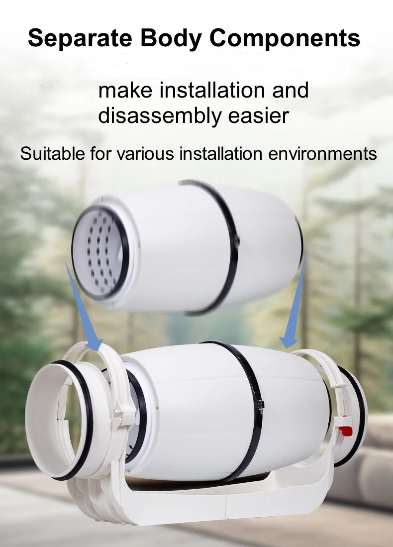 Ducted Exhaust Ventilation Fan, Plastic, Inline - detail 8