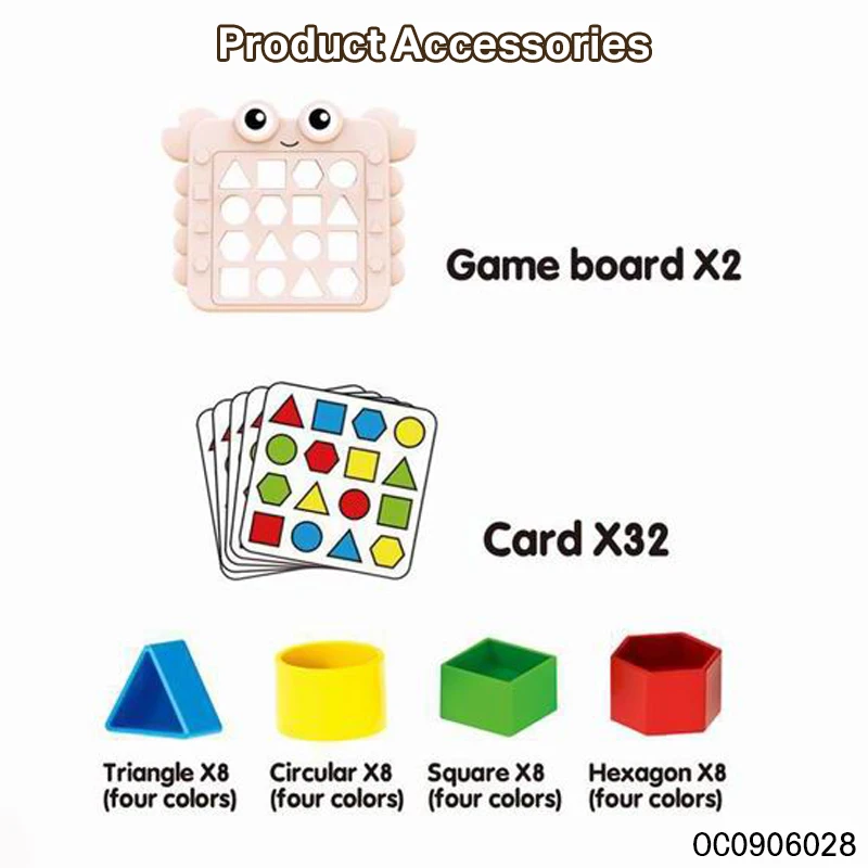 Kids learning materials cognitive early education toys geometric shape color matching board matching game