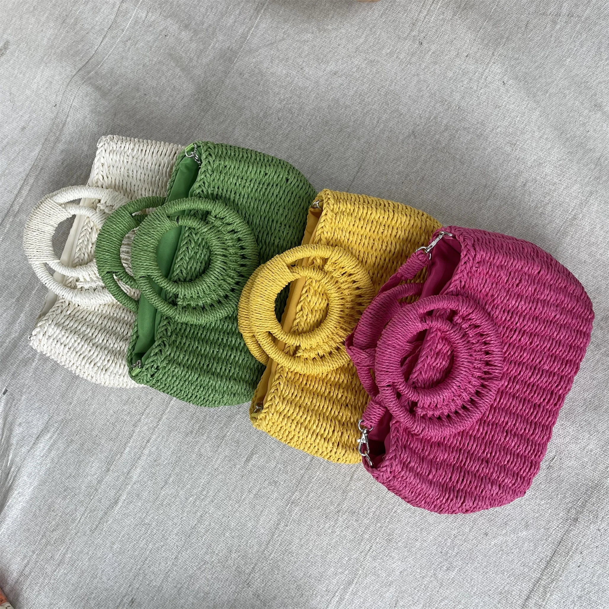 New Design straw beach bag Ladies Fashion Handbags Women Woven Shoulder  crochet Bag Straw Handbags