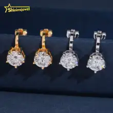 6.5mm Diamond Hot Sale Hip Hop Jewelry 5Prong Setting Ear Clip 925 Sterling Silver VVS Moissanite Cuff  Earrings Mens Women