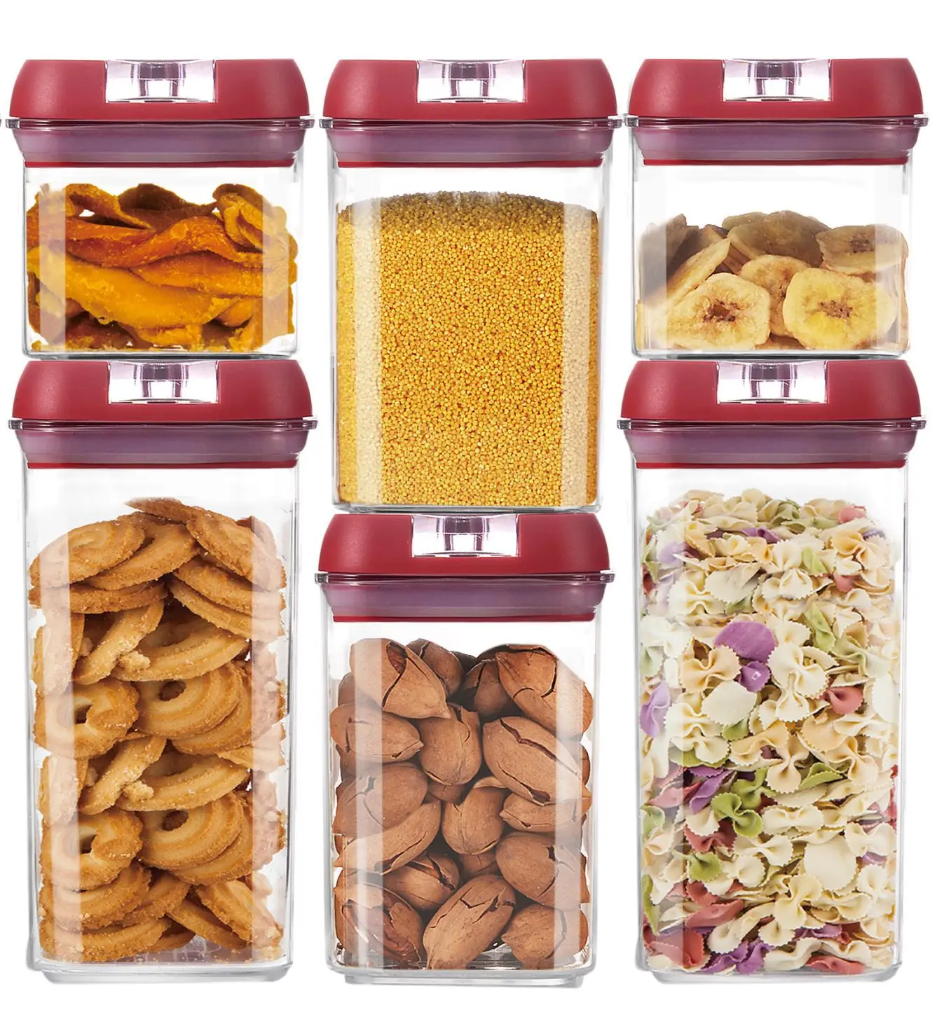 Sugar Storage Container Set BPA Free Plastic Airtight Food Storage Containers Snacks  6 Piece Set Cereal Dispensers