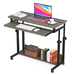 Tribesigns Black Small Portable Home Office Furniture Height Adjustable Mobile Laptop Table Computer Desk