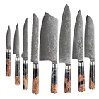 Set Asiatisches Messerset 9pcs Chef Knives Damascus VG10 Steel Kitchen Knives Set With Wood Resin Handle