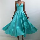 Dress Prom Women's Christmas Printing Sexy Dew Back High Waist Chest Sleeveless Dress Prom Evening Dress