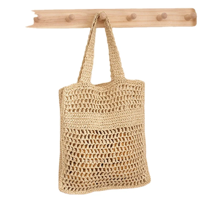 large Hand-woven mesh straw beach bag 2024 straw bag summer beach fashion handbag for women