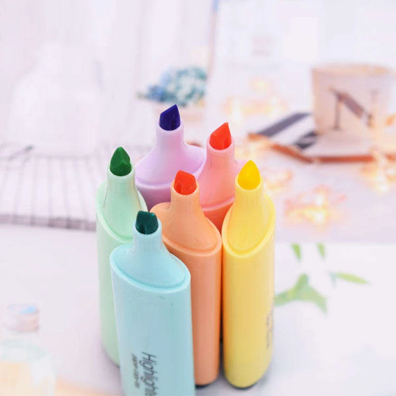 Rainbow Colors Chisel Tip Marker Pen Adults & Kids School Supplies With Large Ink Reservoir Highlighters
