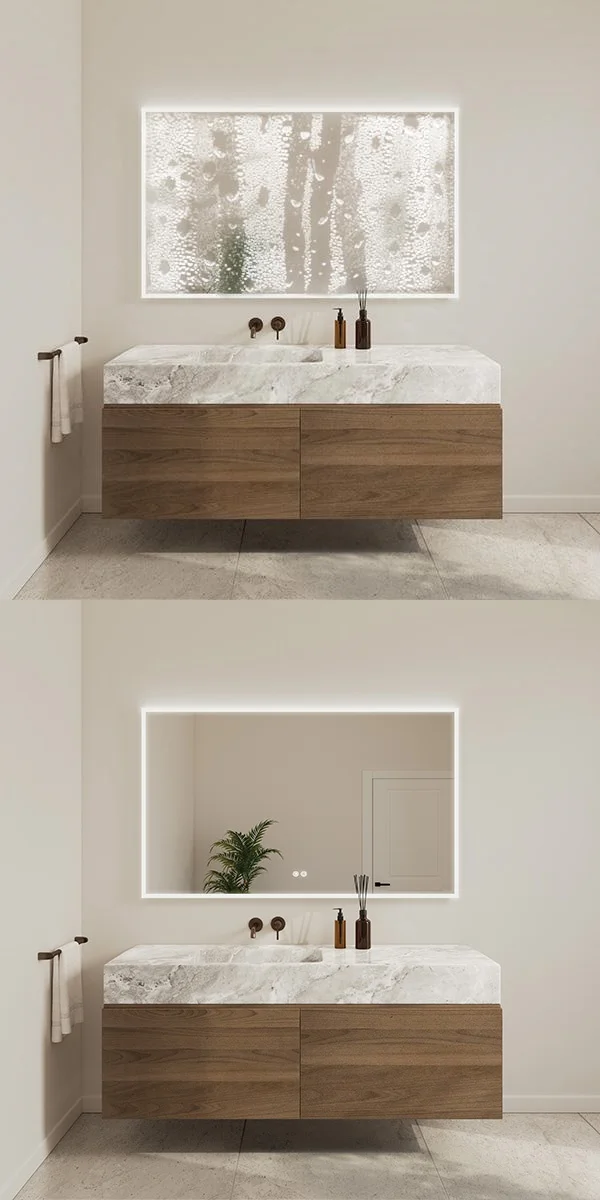 Power-Saving 0.4mm Ultra-Thin Anti-Fogging Solution Rectangle LED Mirror Demister for Bathroom