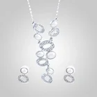 Set Pearls High Quality Alloy Material Double Circle Necklace Earring Jewelry Set With Pearls