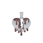 Red Pendant Wholesale Couple Red Gold Ruby Rose Charms Brass Shape Broken Drip Heart Pendant For Men