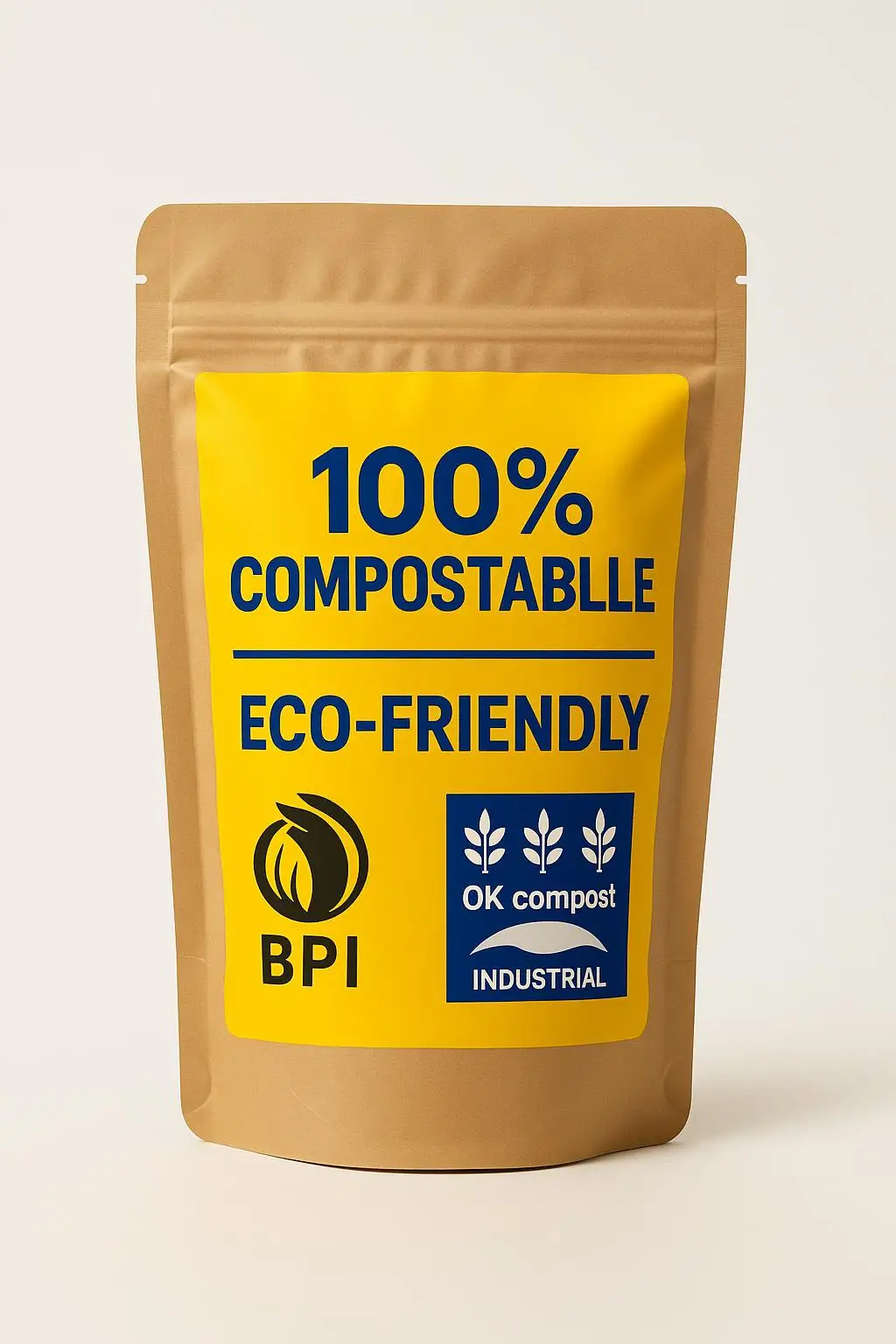 Biodegradable Kraft Paper Packaging Bags Compostable Zipper Stand Pouch for Food for Sushi Plastic Material Gravure Printing - detail 3