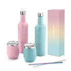 Steel Wine Amazon Top Seller 750ml 360ml Double Wall Vacuum Stainless Steel Thermos Wine Bottle With Lid Wine Tumbler