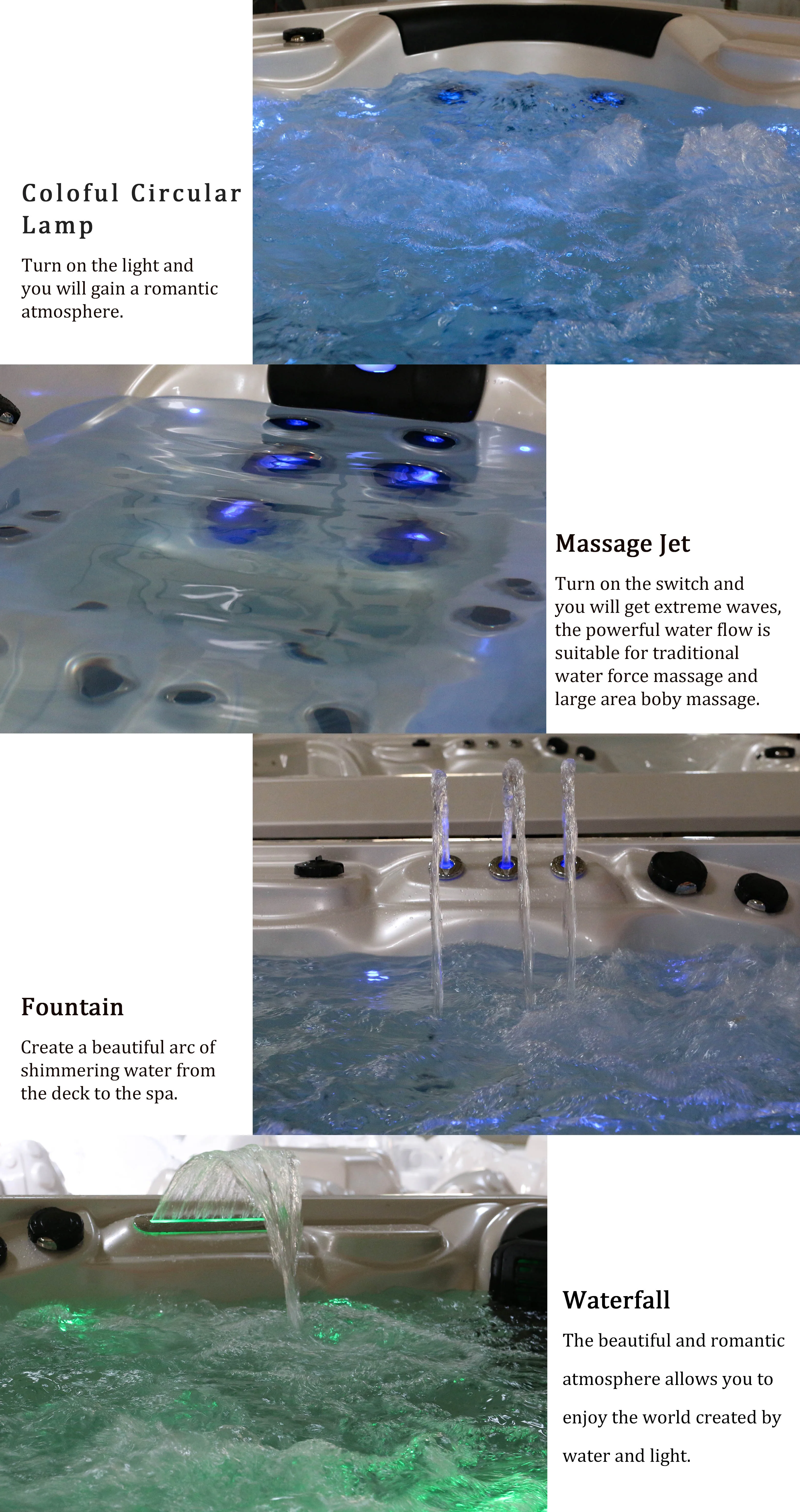 5 Person Capacity Hot Tub with 1273L Water Capacity and 2*3HP Massage Pump for Luxury Hydrotherapy