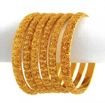 Latest Women Fashion jewelry Gold Plated Bangles modern style gold bangles design 2022