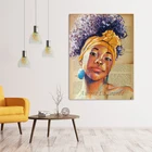 Art Headwrap Woman With Blue Earrings Portrait Canvas Printing Wholesale For Wall Art