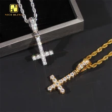 Wholesale Price Single Stone Custom Hip Hop Jewelry Iced Out Cross Pendant Stainless Steel With Cubic Zirconia Diamond Pendant