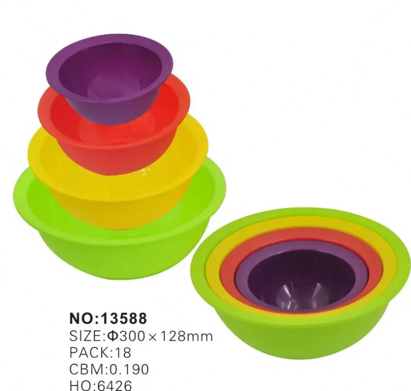 Low Price Promotion Food grade Plastic Salad  Bowl  Mixing Bowl Basin and Colander set