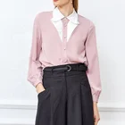 Shirt Huiquan Stylish Clothing Long Sleeve New Lapel Design Chiffon Lady Blouse Shirt