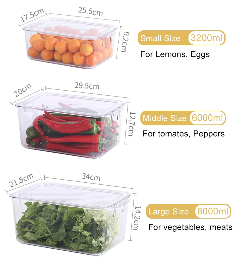 Wholesale Fruit Vegetable Organizer Bins Save Space Kitchen Refrigerator Organizer Plastic Fridge Organizer