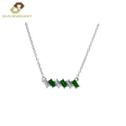 Jewelry Silver Silver Elegant 925 China Jewelry Ruby CZ Baguette Custom Necklace 925 Silver Woman