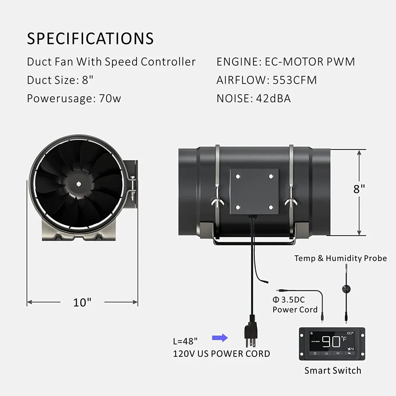 Inline Duct Fan, 318, 4'', 6'', 8'' - detail 16