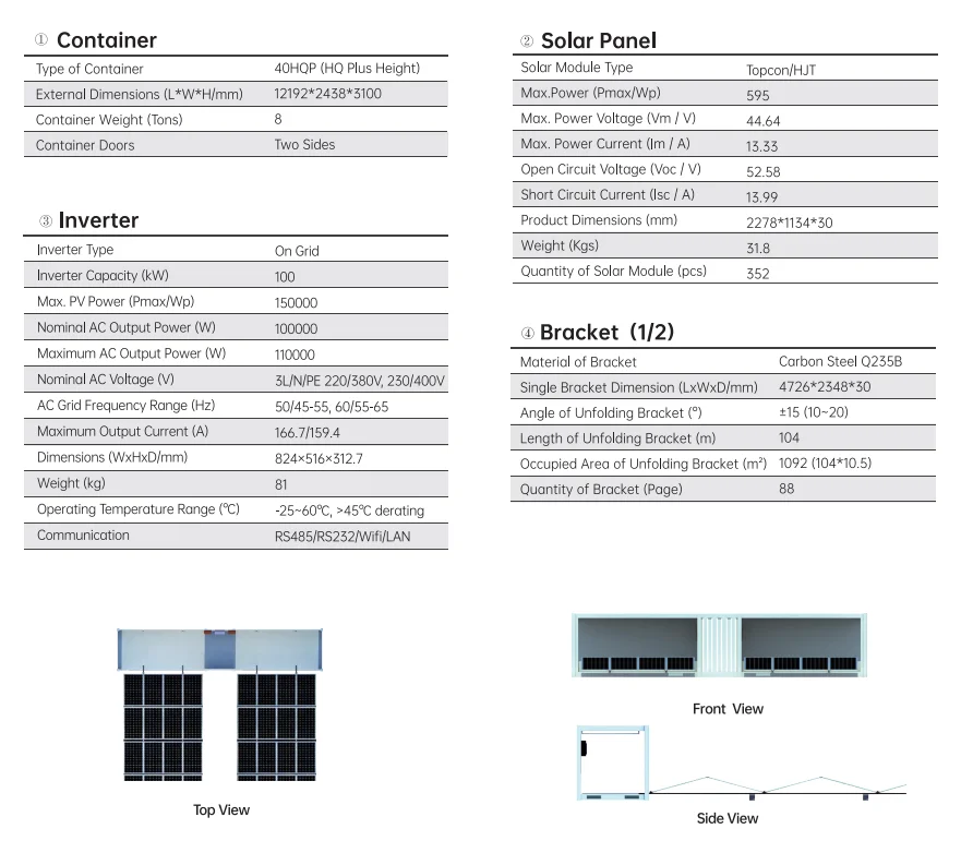 QIANEN 200KW Portable Solar Power Container System MPPT OEM Solar Power Generation Cabin Solar Panel Installation Provider manufacture