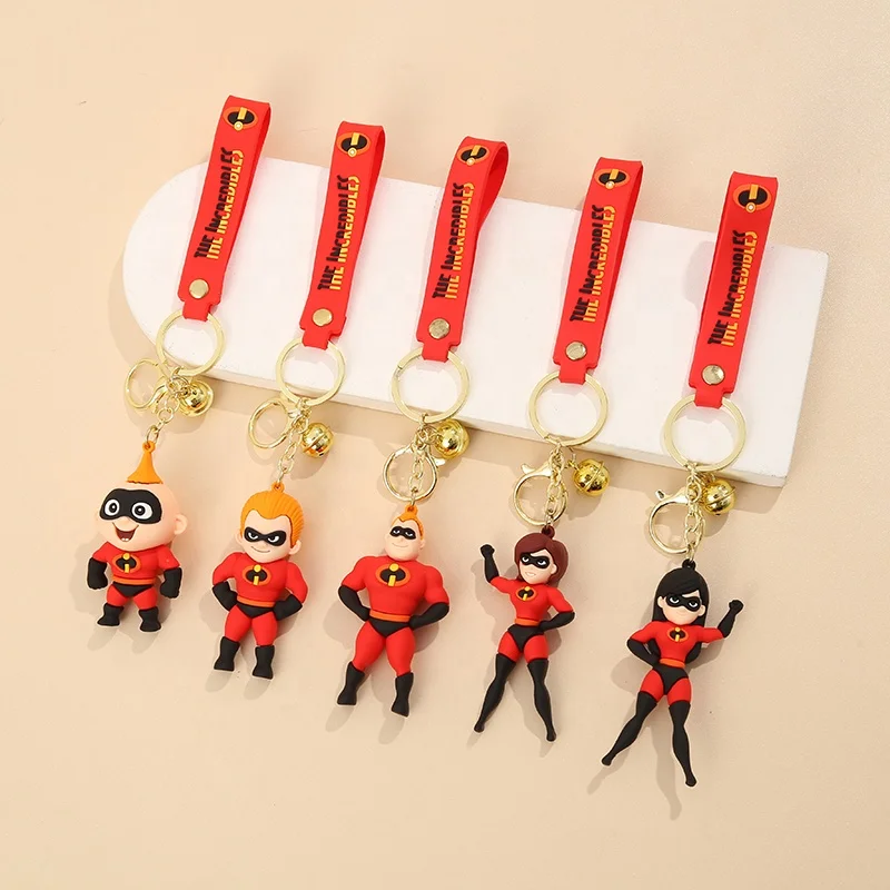 2024 New Cartoon 3D Anime The Incredible Keychains Jack Parr Car keyring Elastigirl Bag Pendant Mr. Incredible Keychain