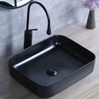 Bathroom Black Basin Modern Sanitary Ware Bathroom Rectangular Matte Black Ceramic Sink Countertop Hand Wash Art Basin