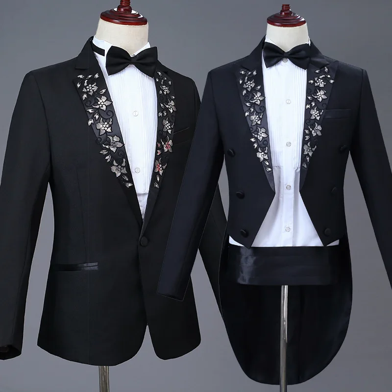 Custom Mens Tail Suit Custom Fitted Grand Dinner Men Three Pieces Black Tuxedo Suits Wedding