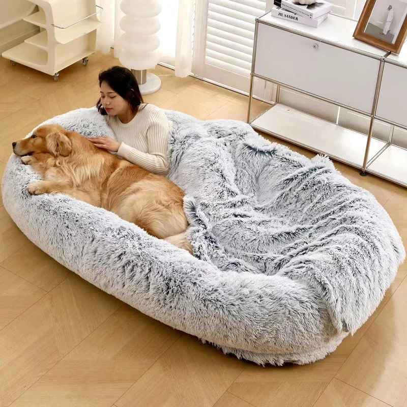 product popular human dog bed for adults giant dog bed with removable washable cover faux fur human size dog bed-50