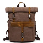 Bags Wholesale Classic Custom Logo Back Packs Canvas Leather Bags Hiking Camping Backpacks For Travel