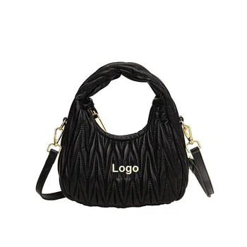 Wholesale Famous Brand Designer Women Crossbody Purse And Handbags Quilted Luxury Custom Logo Pleated PU Leather Shoulder Bags