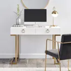 Gold Table Living Room Furniture Modern 2 Drawers And Ring Pull Gold Desk Gold White Gold Console Table
