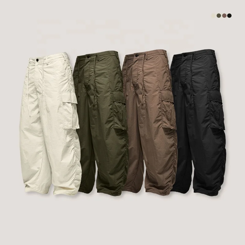 INFLATION Parachute Pants Windbreak Fabric Baggy Shrink Pocket Cargo Elastic Men's Pants & Trousers