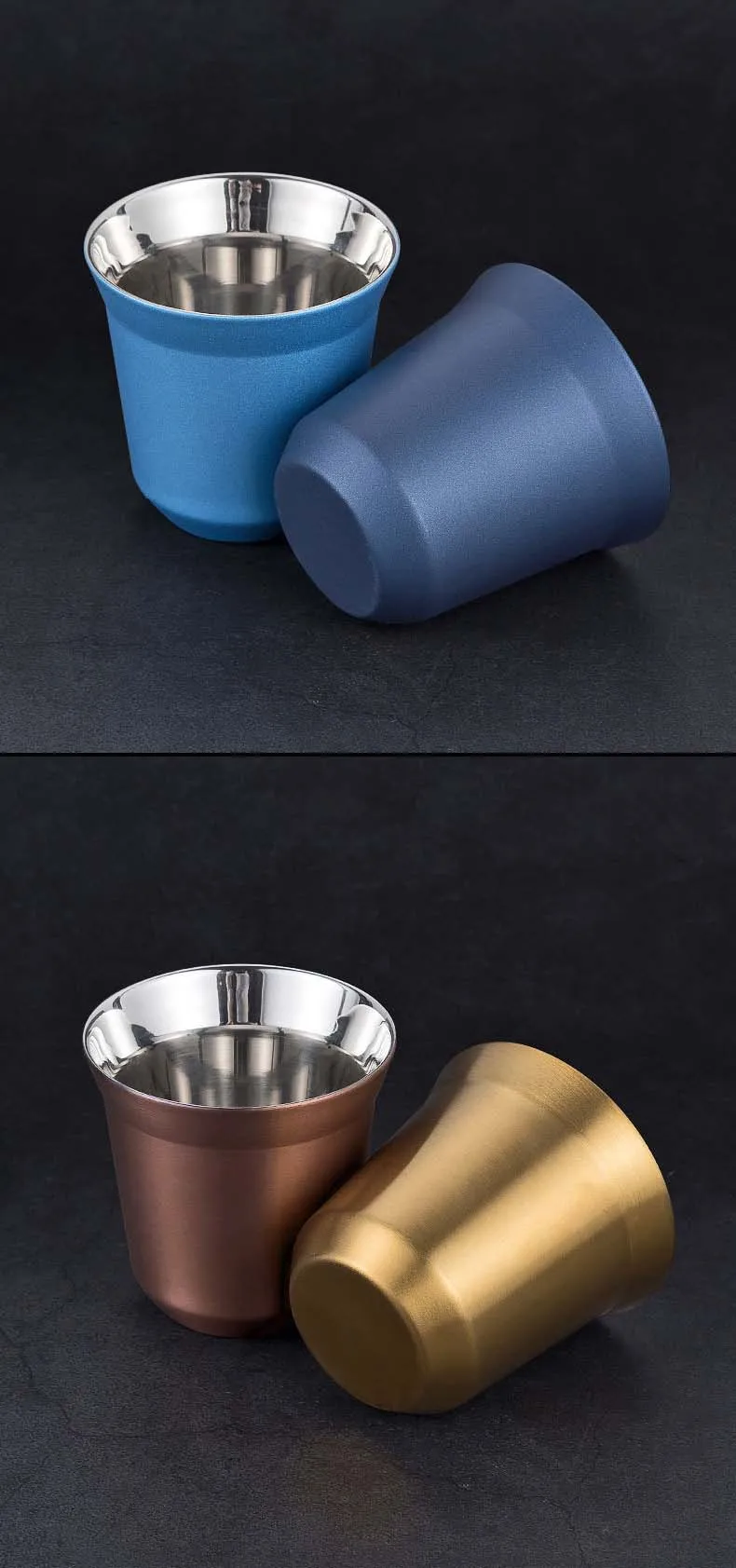 Portable Mini Coffee Mug Double Wall Stainless Steel Coffee Cup