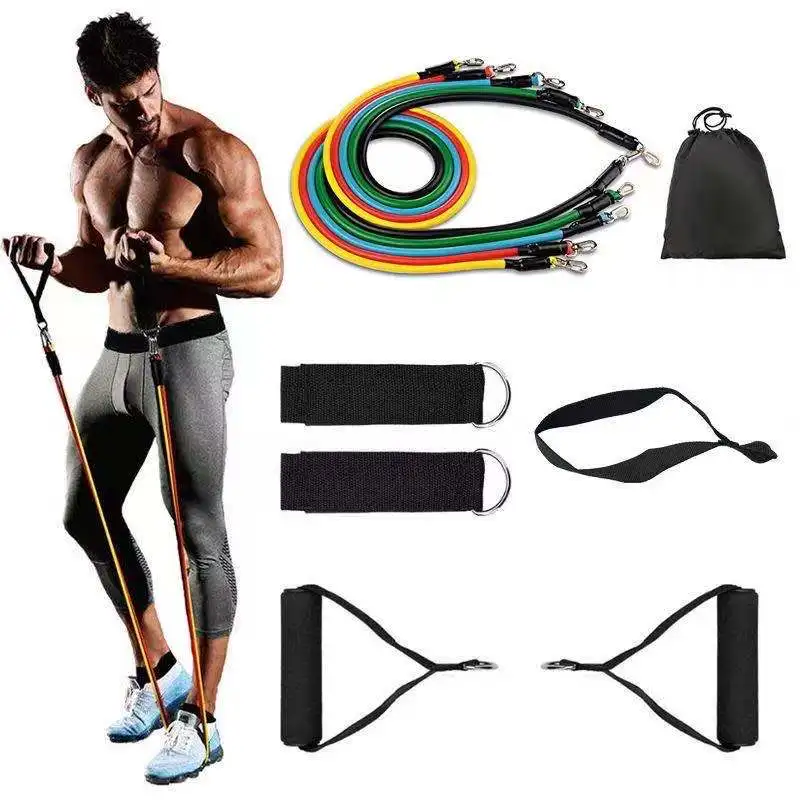 11 Piece Resistance Bands CrossFit Fitness Training Workout Exercise Yoga Clips 