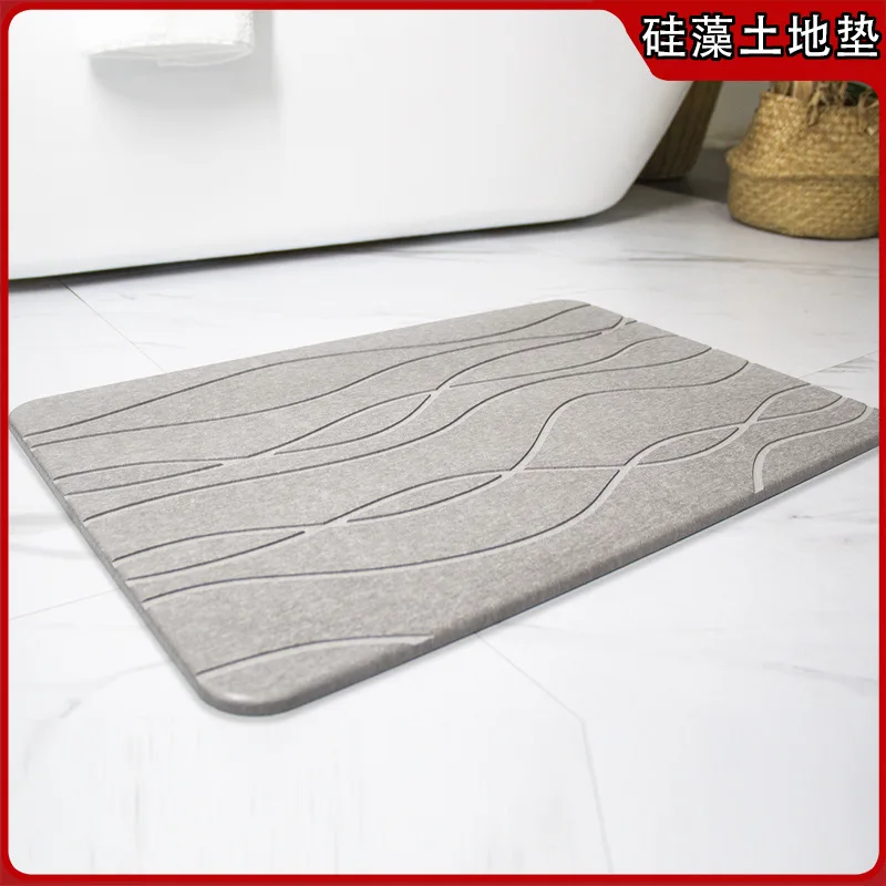 Top-Rated Modern Home Anti-Slip Bathroom Floor Mats Solid Pattern Absorbent Diatomite Bath Mat