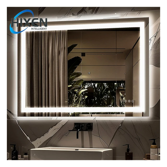 HIXEN new design touch screen wall mounted 3 color lights smart led light mirror