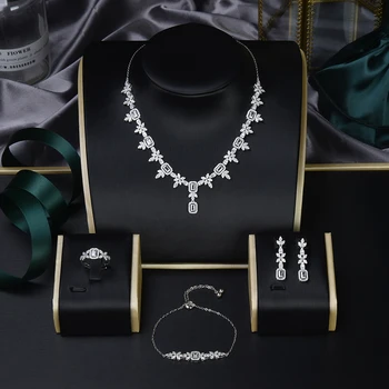 Fashion 925 Sterling Silver Women Necklace Set Jewelry Wedding Bridalr Party Cubic Zirconia 18k Gold Dubai Jewelry Sets